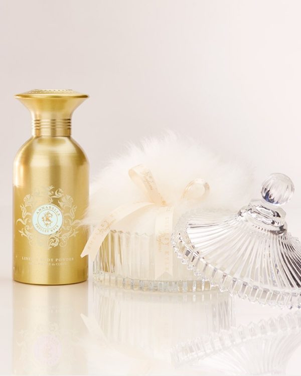Shelley Kyle Annabelle Body and Linen Powder Talc Free Gift Set with Large Puff and Crystal Dish
